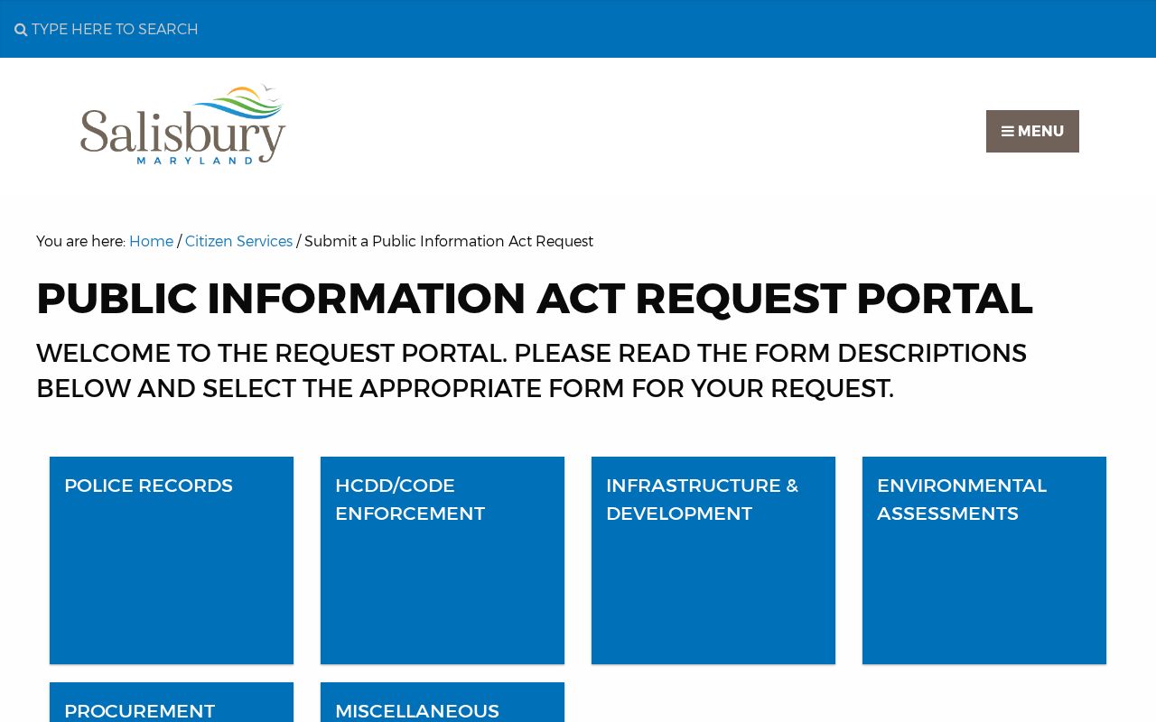 Salisbury public records request category portal