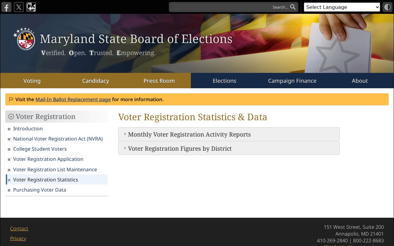 Salisbury voter registration records research using Maryland registration statistics downloads